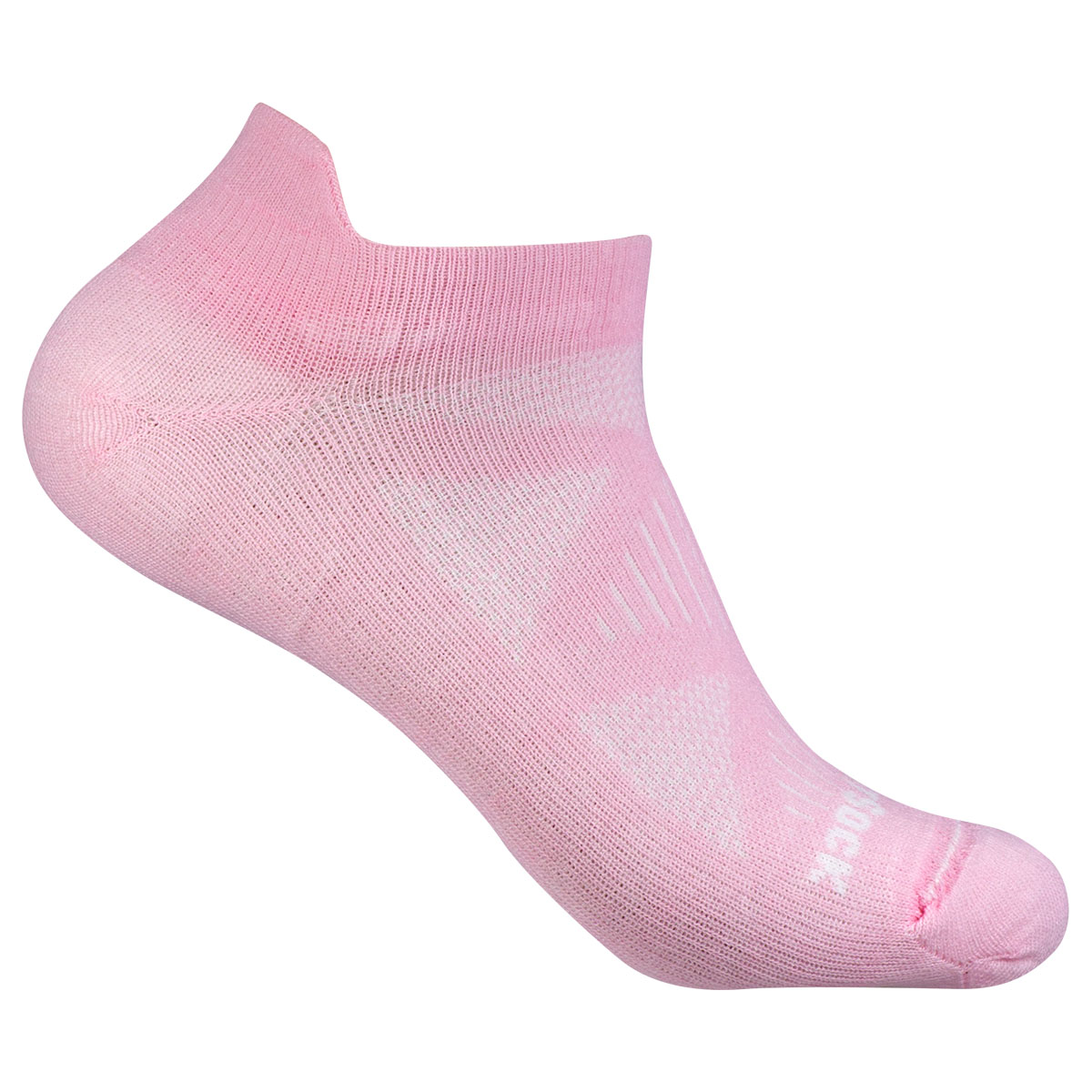 Wrightsock Coolmesh II Cushion Low Tab blush pink: chaussette sneaker épaisse, sans tige, rembourrée avec système anti-ampoules de couleur rose blush