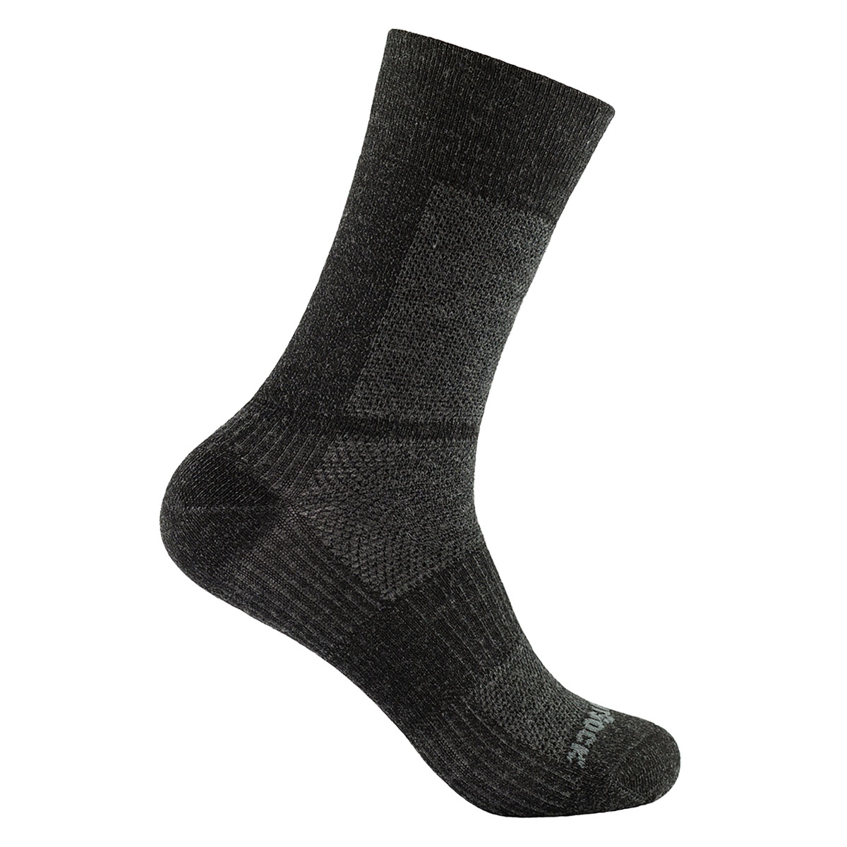 Wrightsock Merino Coolmesh II Crew grey/black: dünne, wadenhohe Merino-Outdoor-Socke für kühle Walking-Touren mit Anti-Blasen System in Farbe grau/schwarz