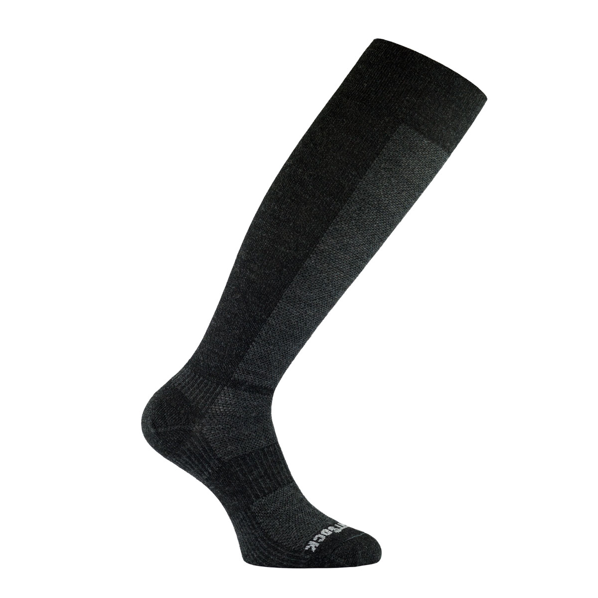 Wrightsock Merino Coolmesh II OTC grey/black: leichte, kniehohe Socke ohne Polsterung für Wintersport mit Merinowolle und Anti-Blasen-System in Farbe grau/schwarz