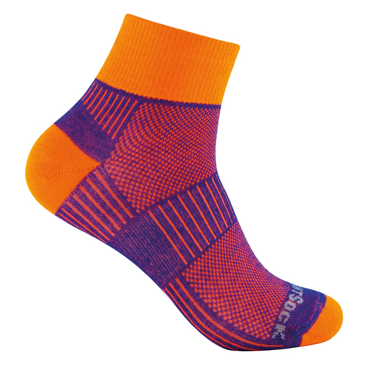 Wrightsock Coolmesh II Quarter royal/orange: dünne, knöchelhohe Sportsocke ohne Polsterung und Anti-Blasen-System in Farbe royal/orange