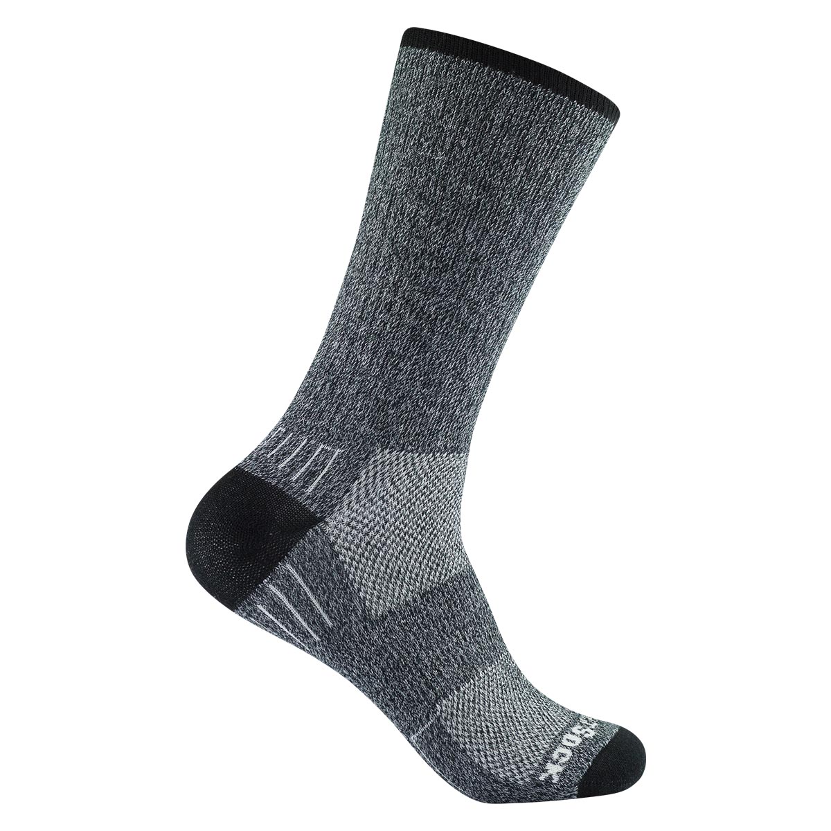 Wrightsock Adventure Crew black/white: dicke, wadenhohe, robuste Trekkingsocke mit Doppel-Frottee-Polsterung und Anti-Blasen-System in Farbe schwarz/weiss