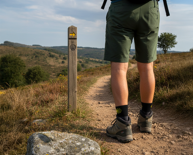 Bergsteiger in den Alpen mit Wrightsock Wandersocken für trockene Füsse und Anti-Blasen-Schutz