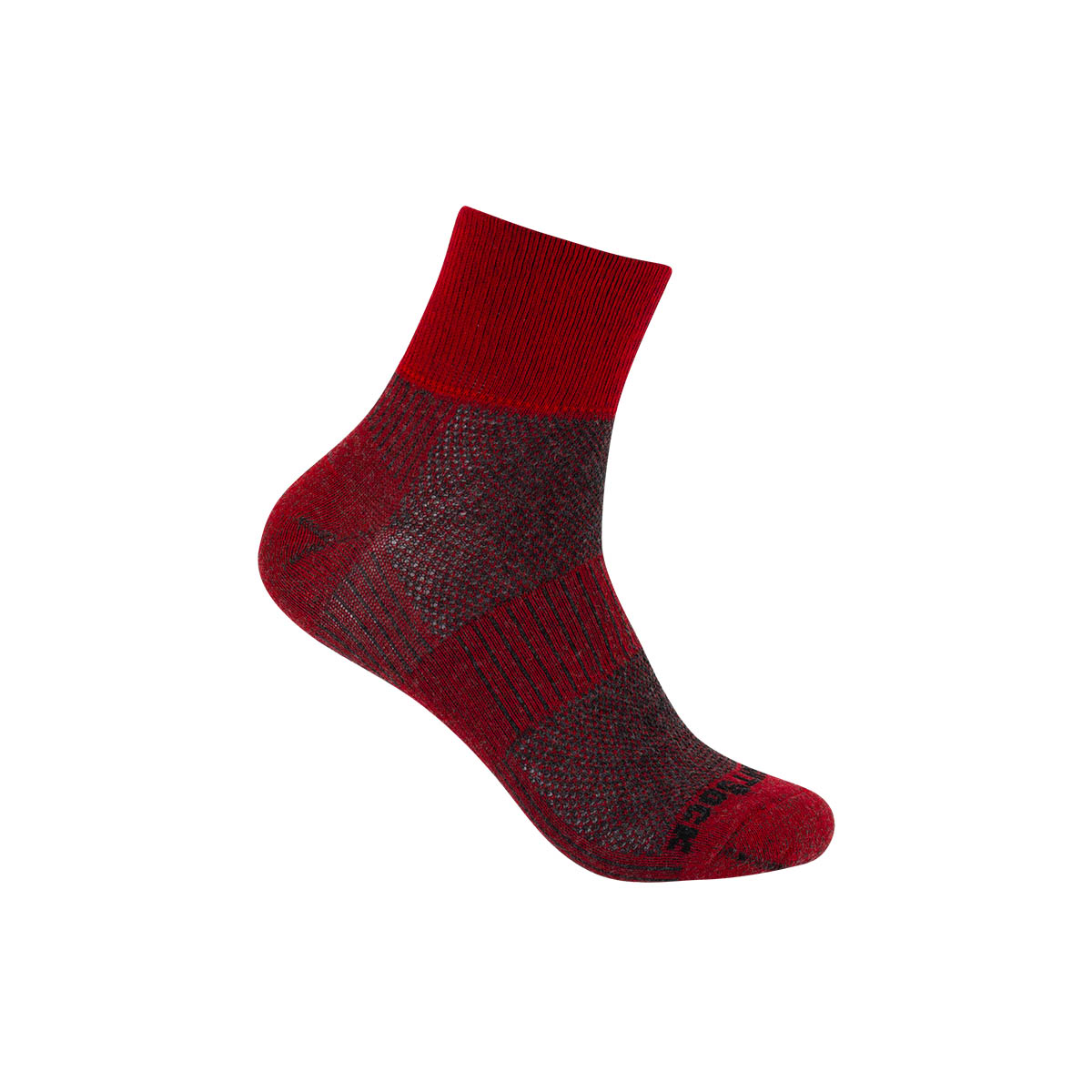 Wrightsock LT Hike Quarter, schwarz rot, Ungepolsterte doppellagige Funktionssocke